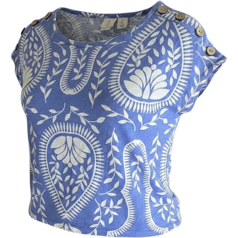NWOT Joie Women's Linen Top Blue White floral Paisley Button Sleeveless‎ S